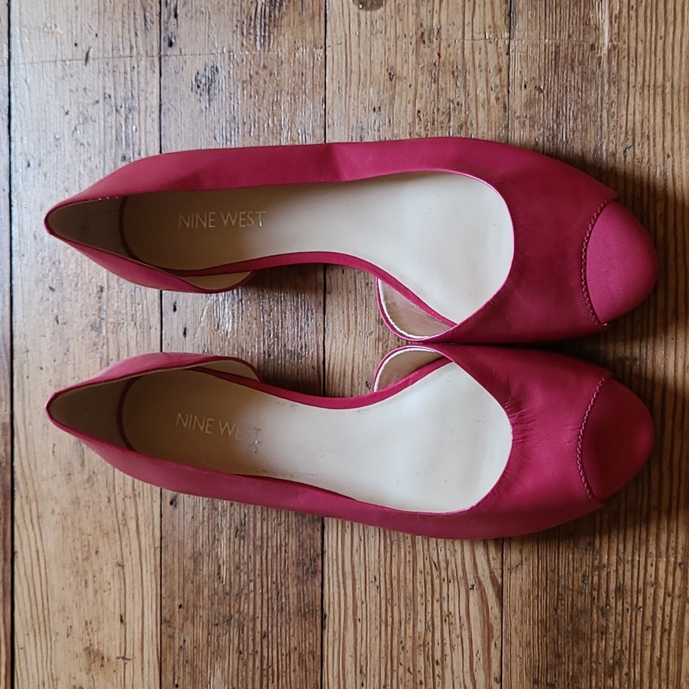 NWOT Nine West Leather Slip On Flats Size 7 Pink